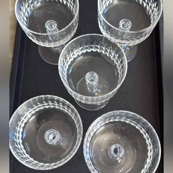 Crystal Cut Glass Champagne Coupes Mid Century Vintage EUC - Picture 2 of 4